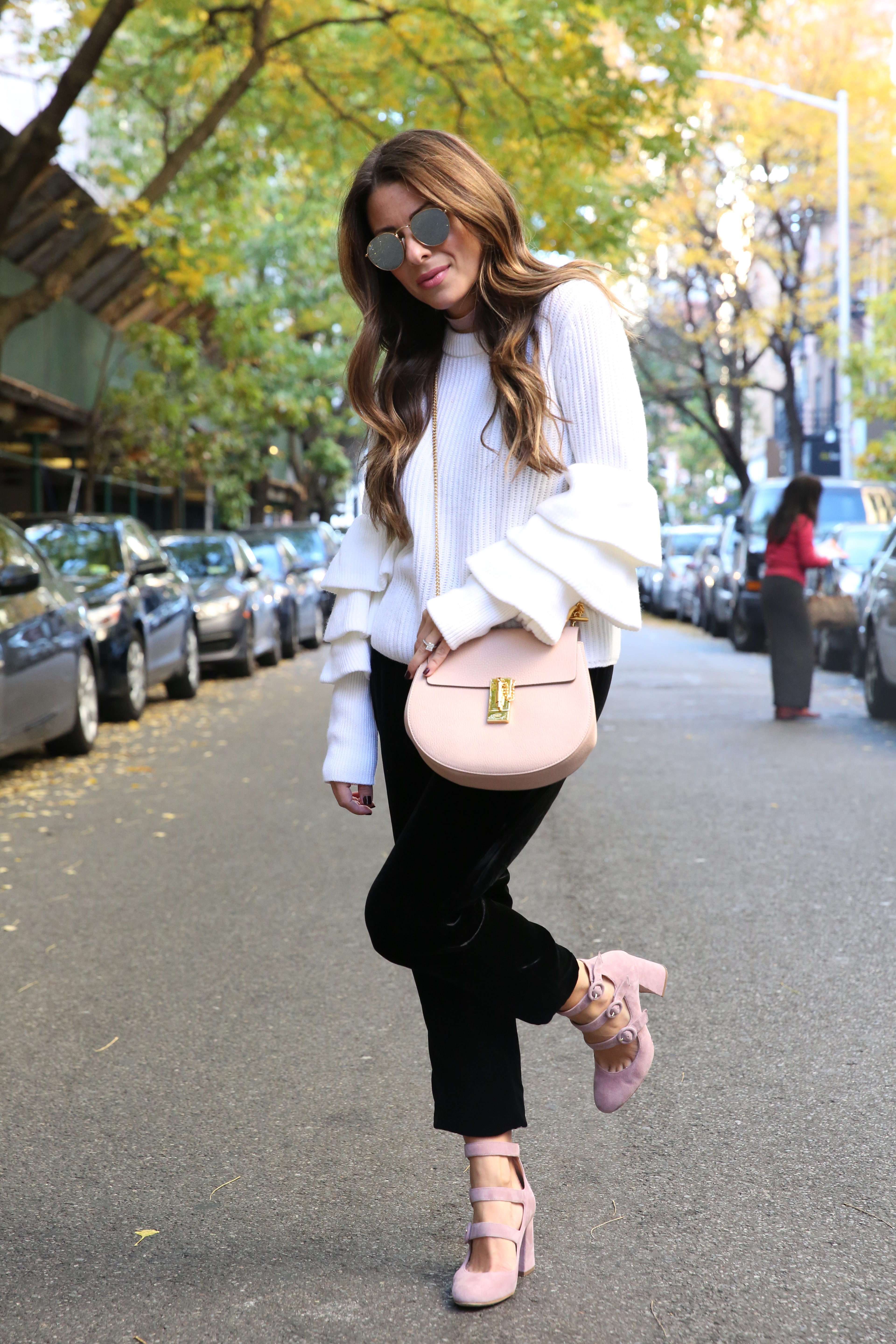 Arianna of Blake and Gold in a Club Monaco Sweater and Shoes