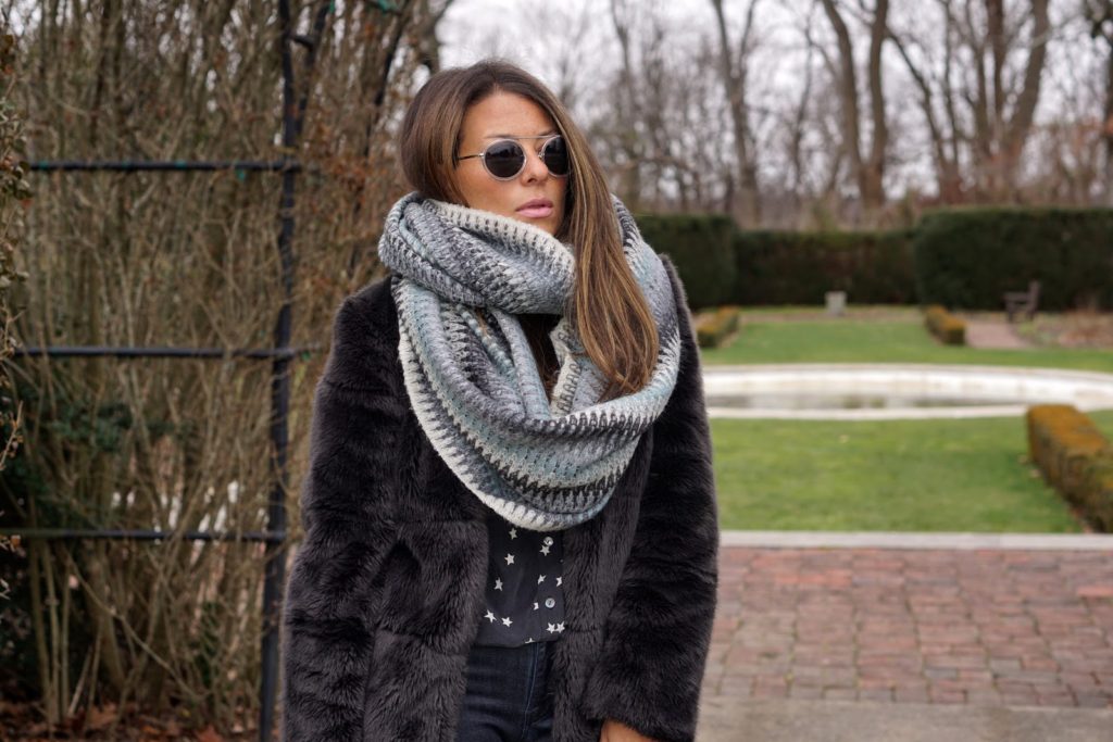 Arianna of Blake and Gold in a Missoni Blanket Scarf